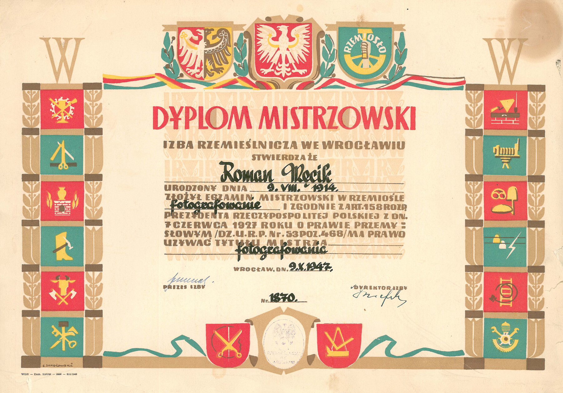 Dyplom Mistrzowski Roman Męcik